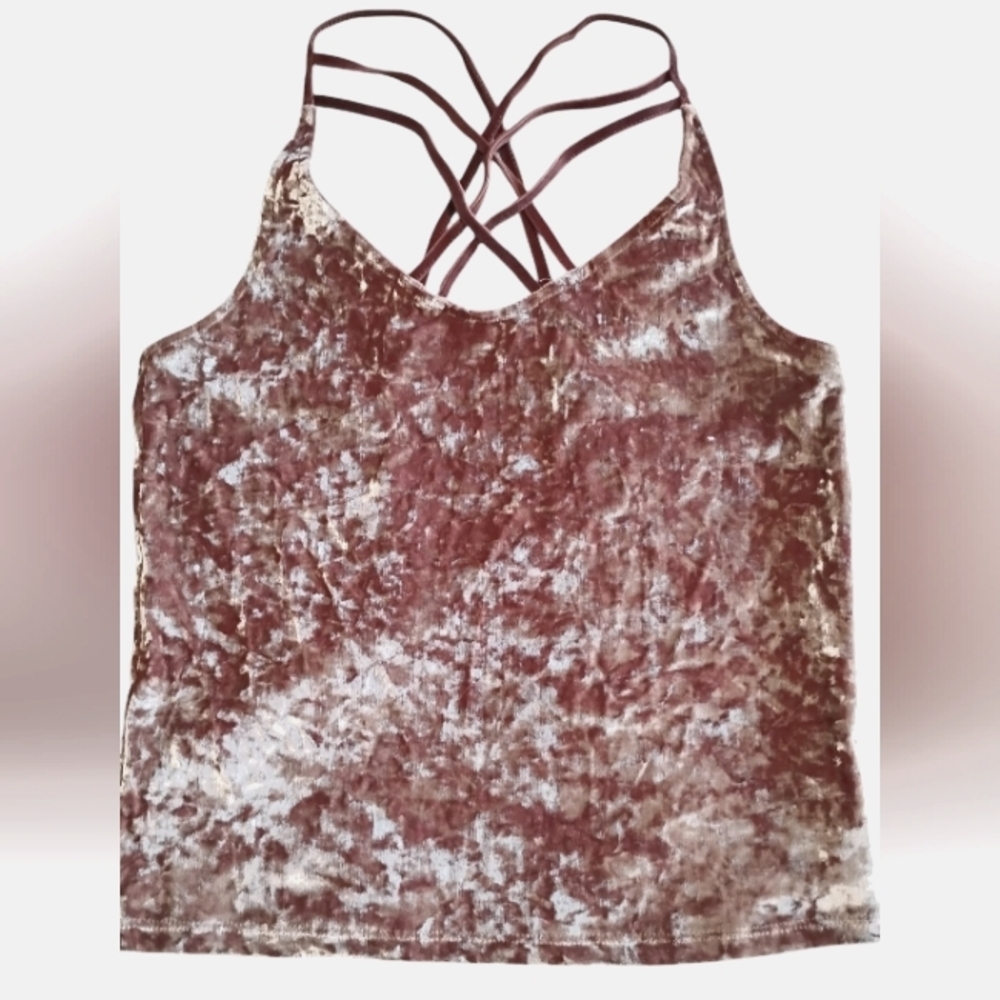 American Eagle M Tank Top Pink Crushed Velvet Cami Strap Fairy Whimsigoth Grunge